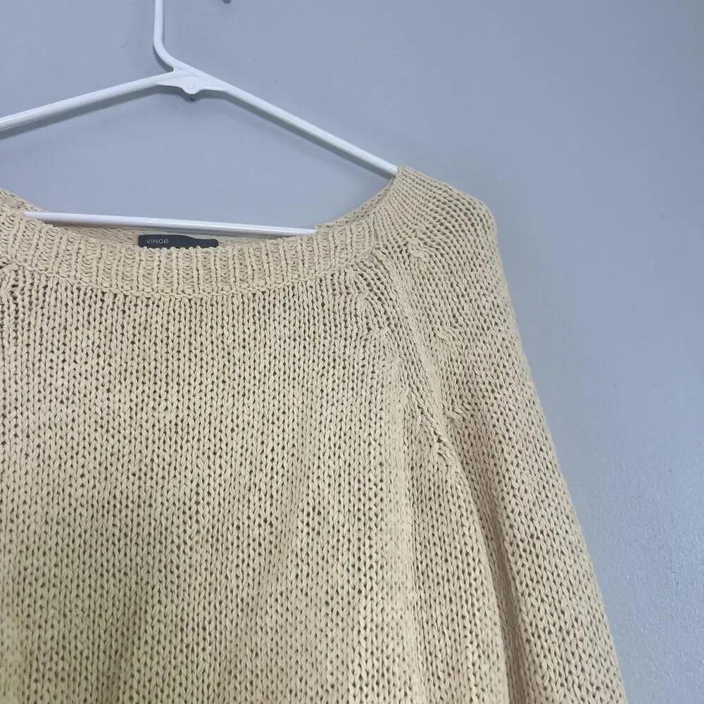 NOT FOR SALE!- Vince Womens Cable Knit Crew Neck Sweater Cream Sz XS - Picture 3 of 10